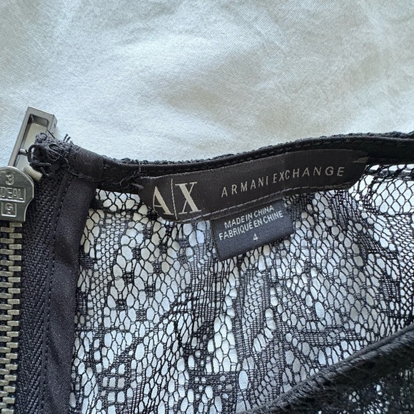 A/X Armani Exchange black cocktail fit and flare dress with lace overlay size 4 - Picture 7 of 13